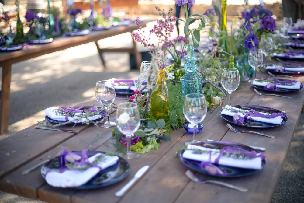 jewel tone wedding reception table settings