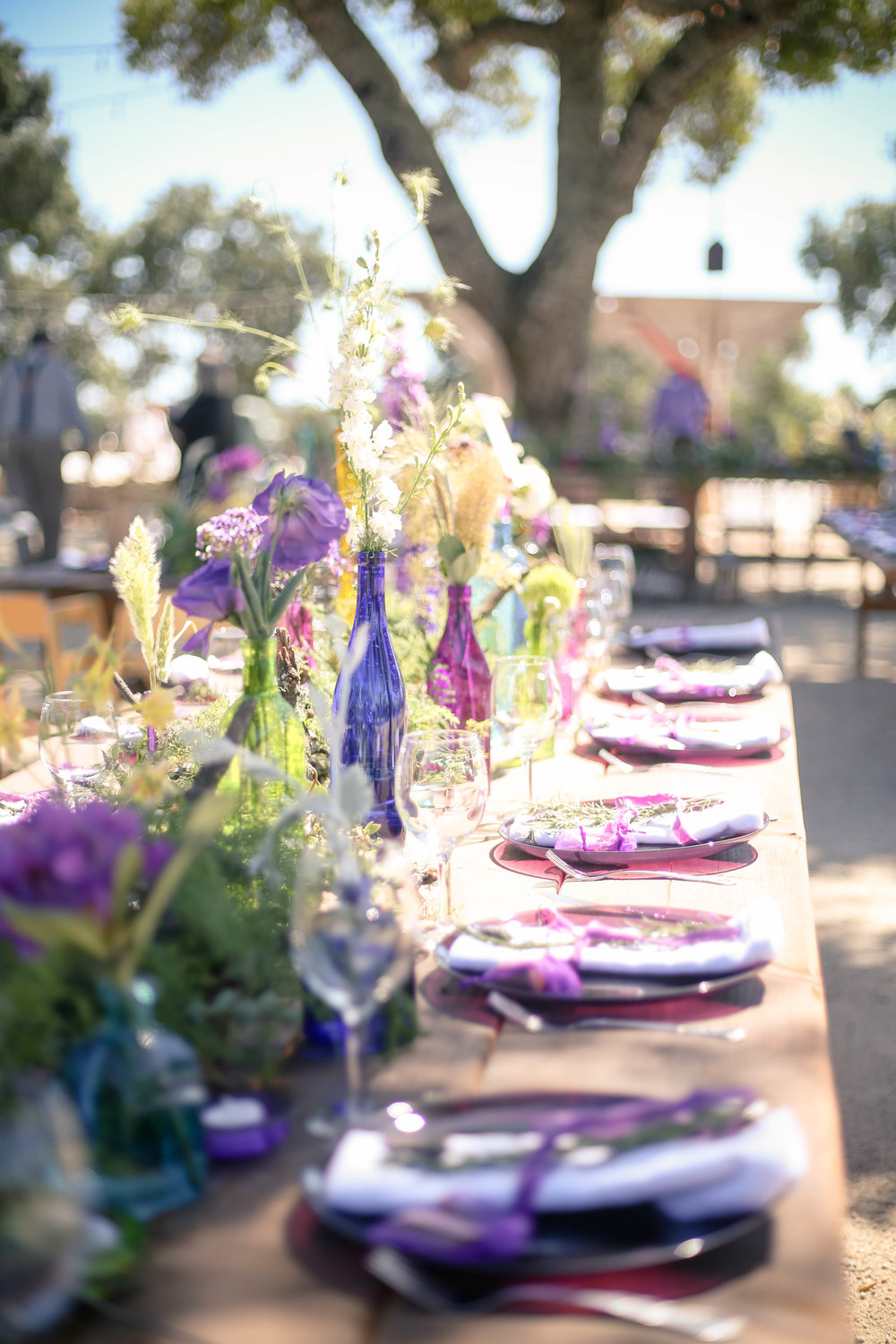lavender and jewel tone wedding table settings