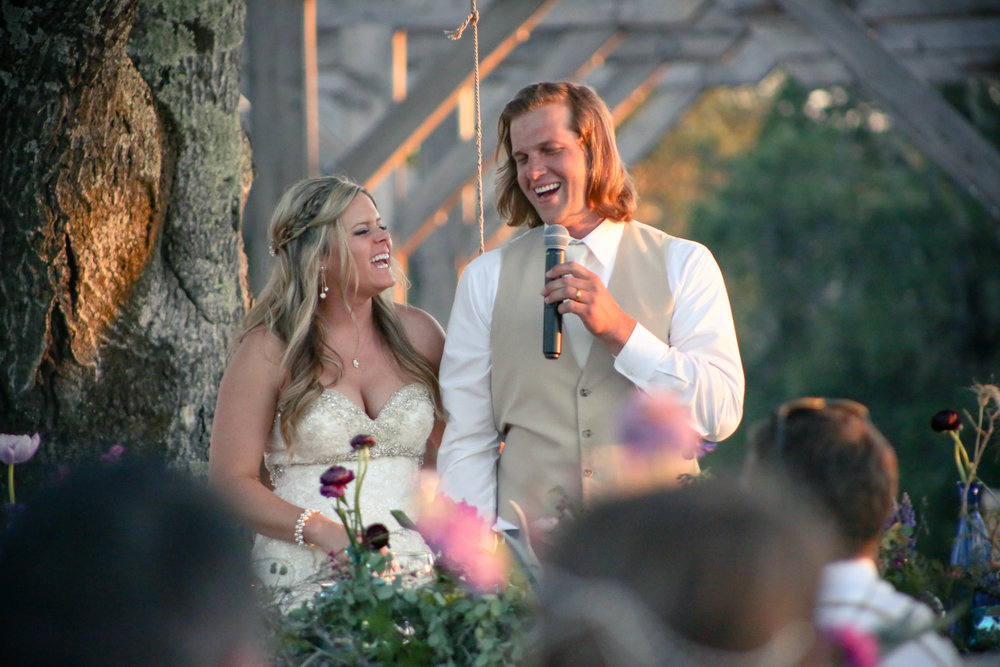 outdoor wedding reception speeches