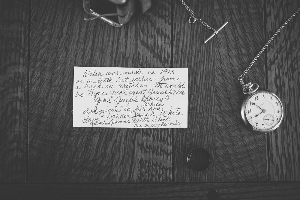 black and white photo of the grooms detail photos