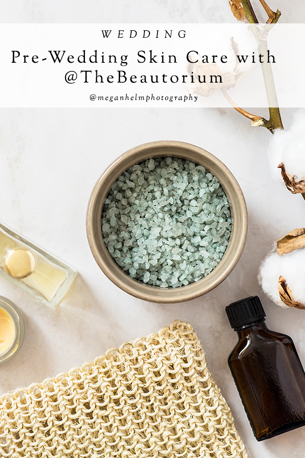 pre-wedding skin care spa image with cotton and sea salt
