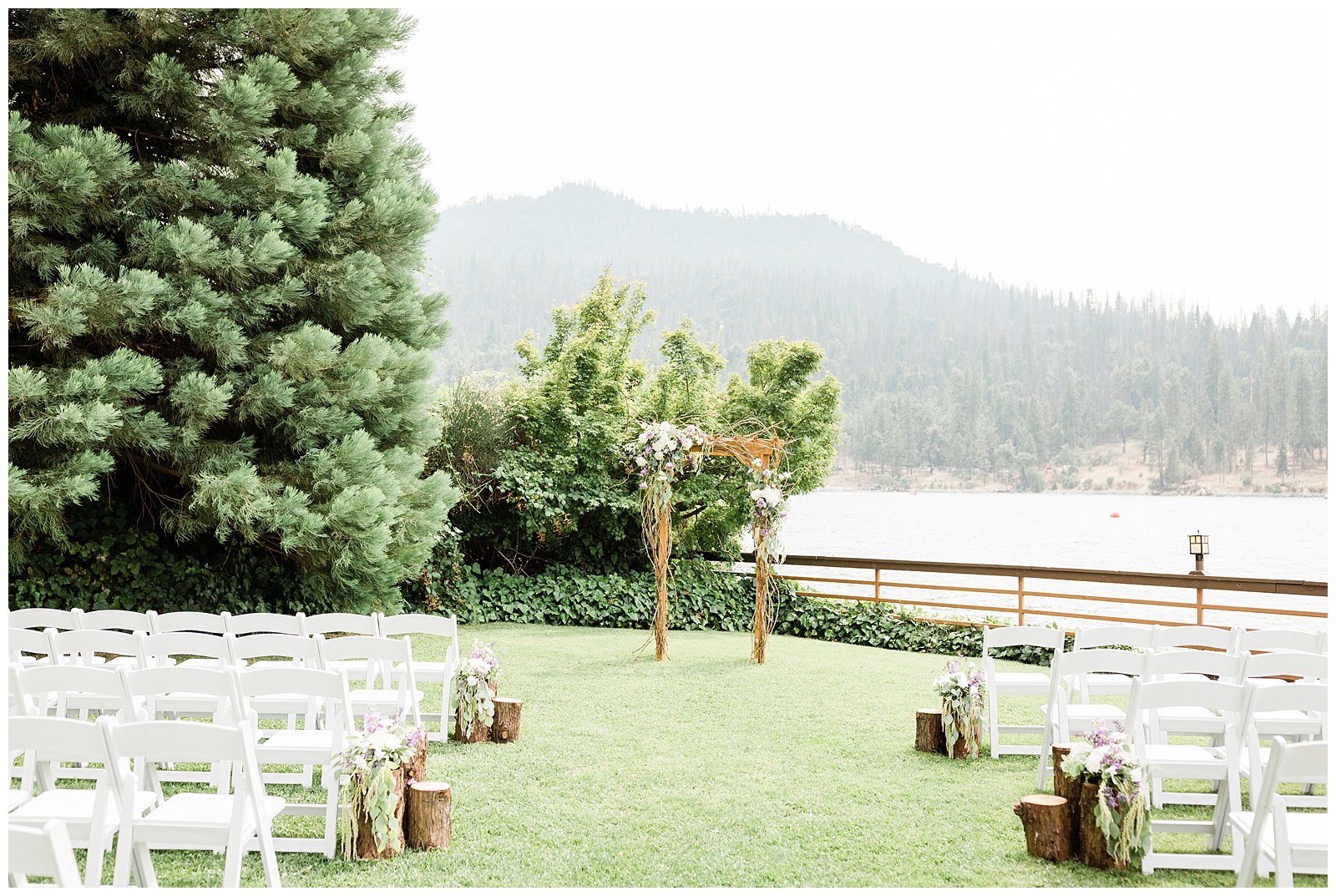 ceremony area at the pines resort in bass lake