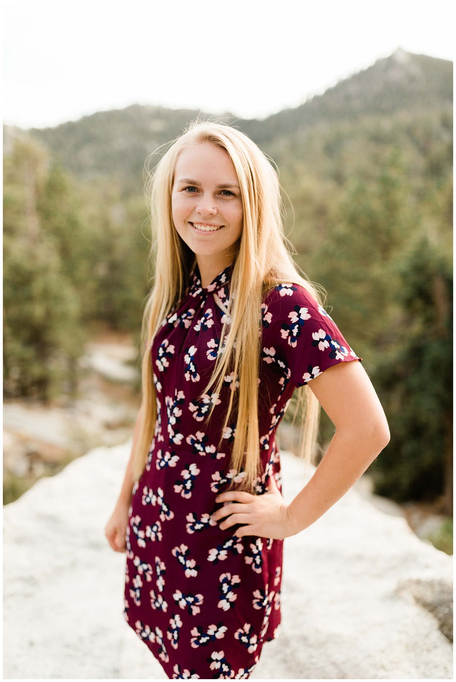 outdoor senior girl portraits in the mountains in the fall