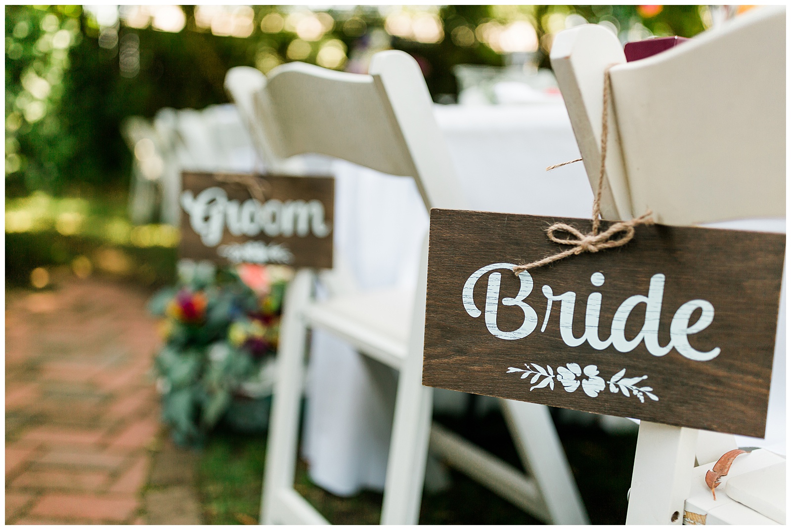 wooden bride and groom chair signs