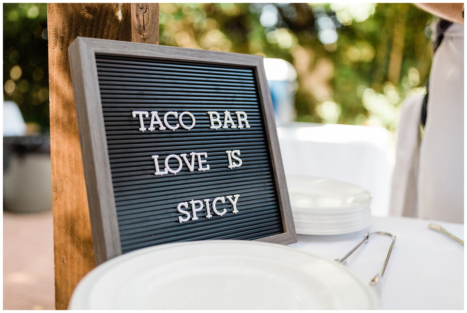 taco bar sign at a wedding