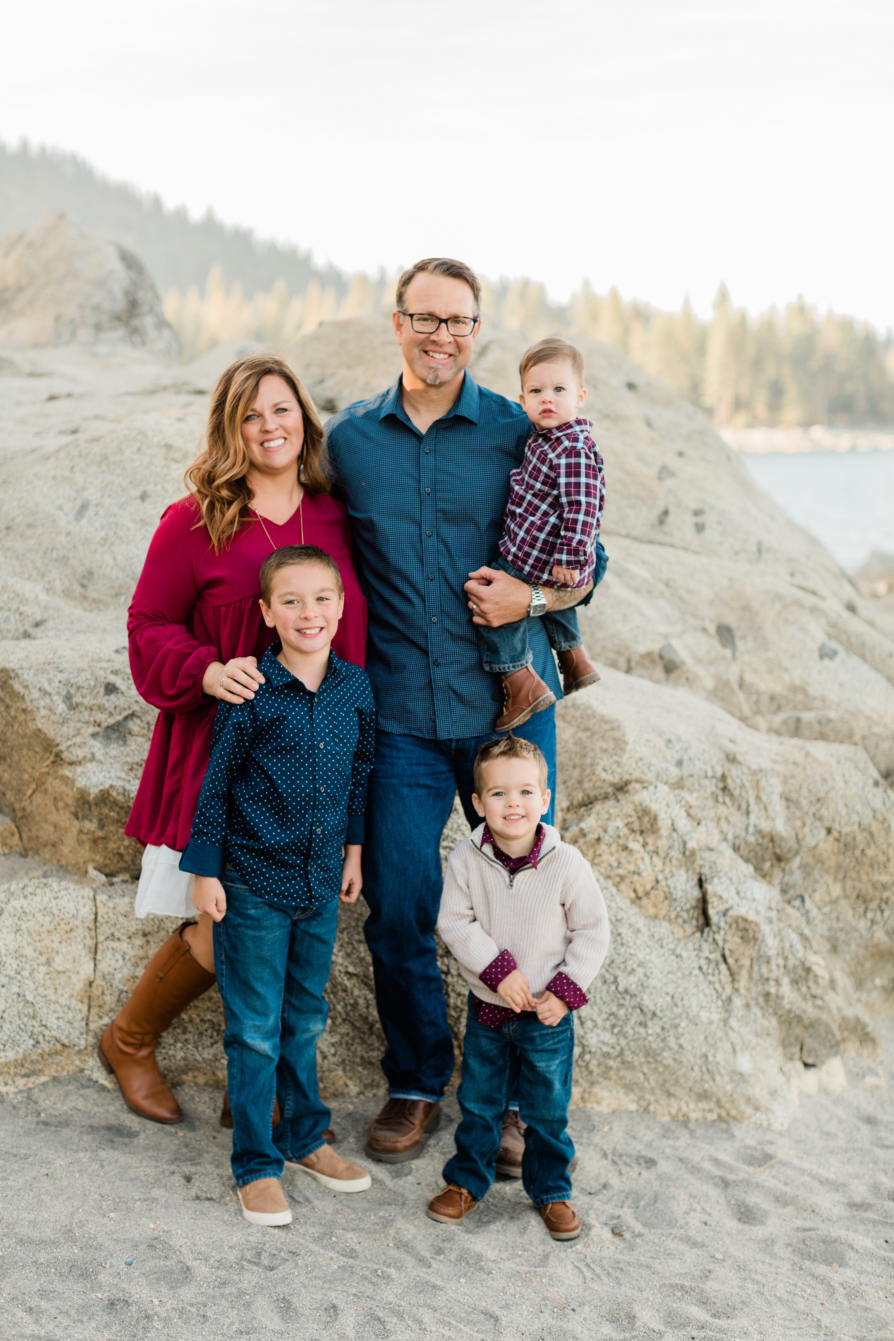 family posing for shaver lake family photos with fresno photographer megan helm photography