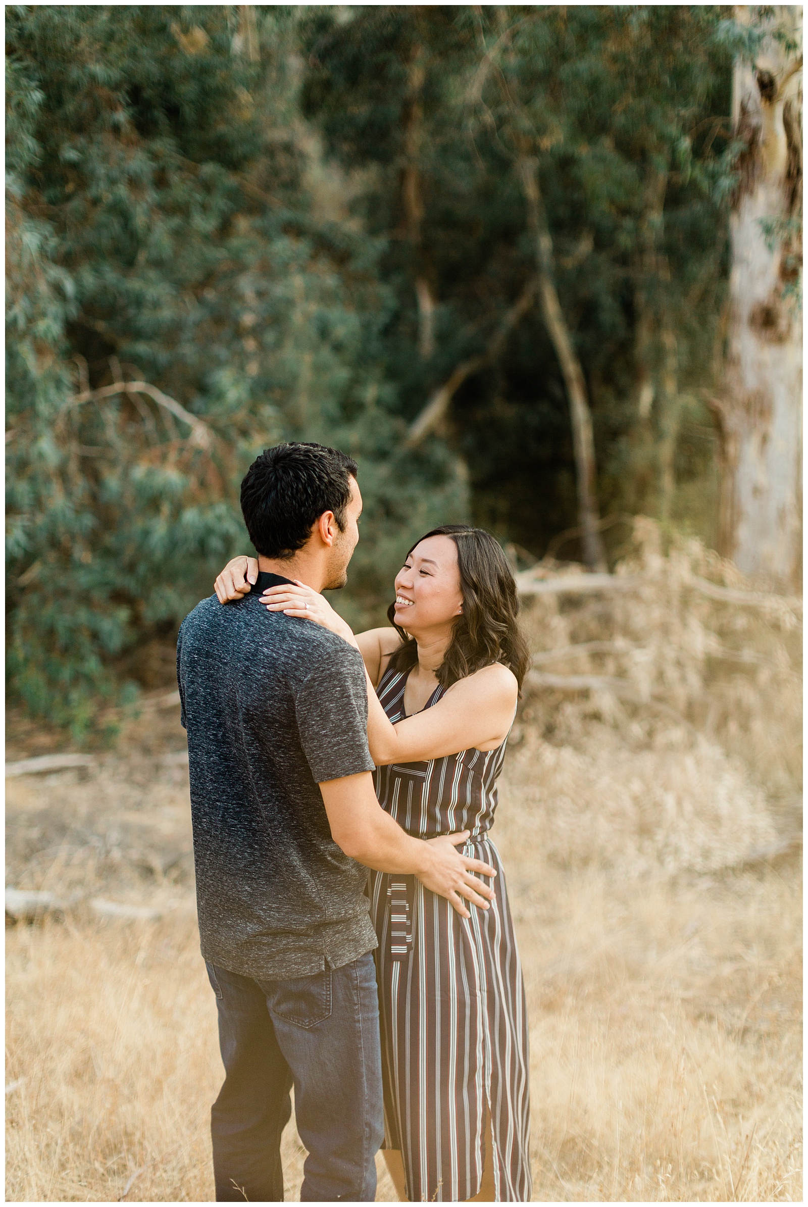 engagement photos in the foothills with navy blue outfits