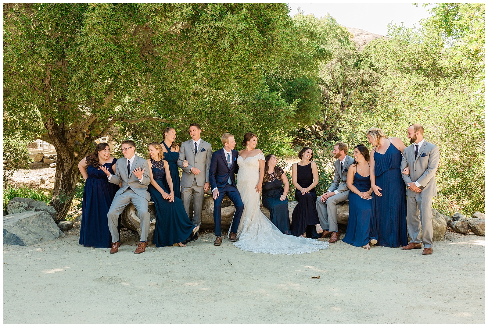 navy blue and grey bridal party photos