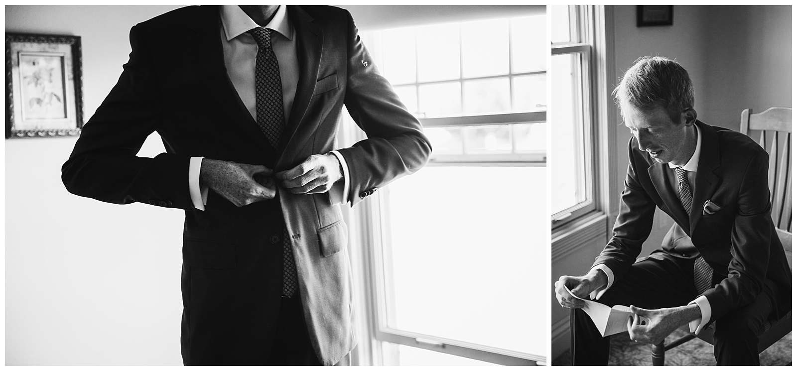 black and white moments of the groom getting ready