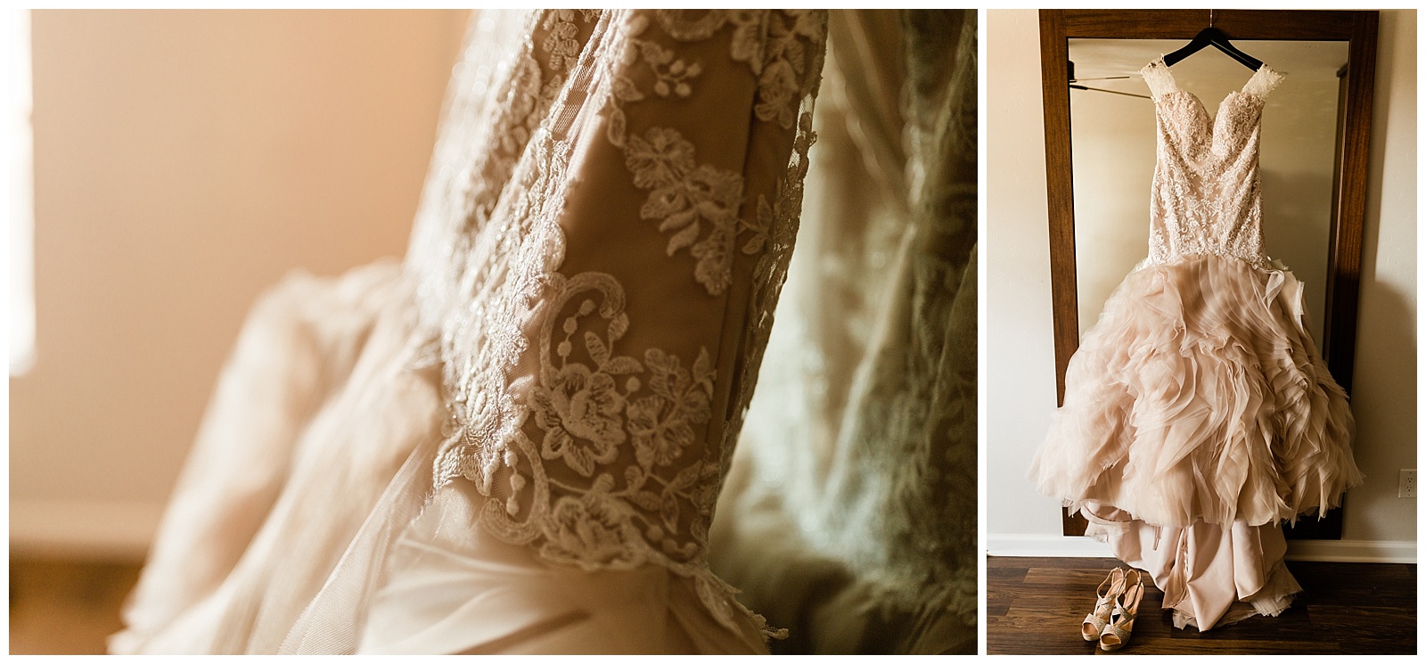 blush wedding dress lace details