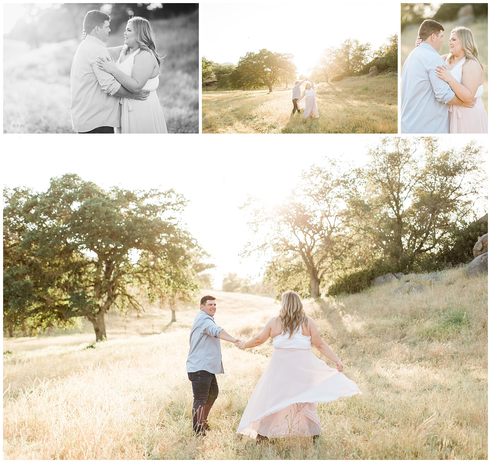 blush and light blue engagement photo outfit ideas for summer engagement photos