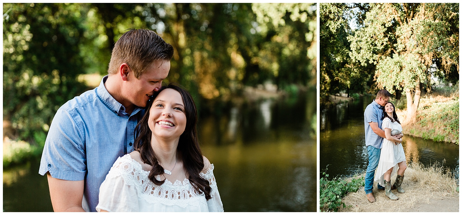 engagement photos by the water at Kaweah Oaks Preserve