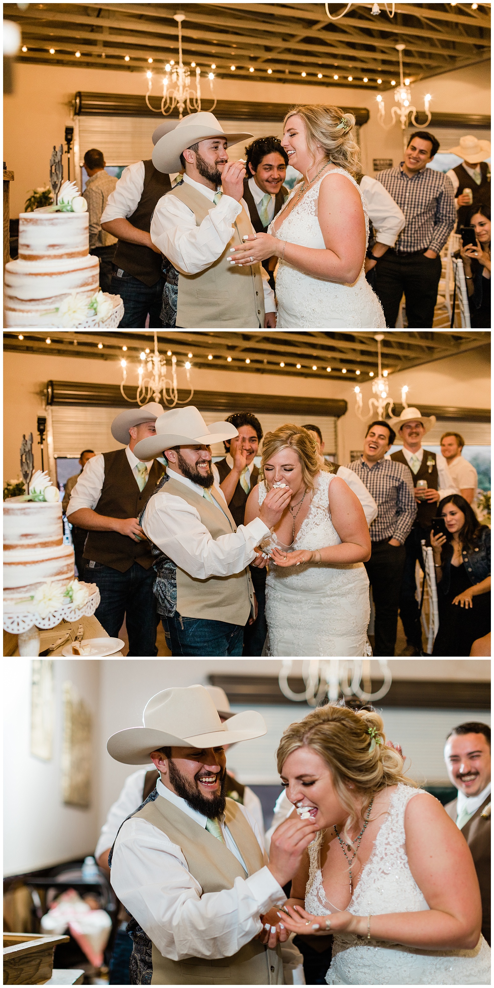 groom smashing cake in the brides face