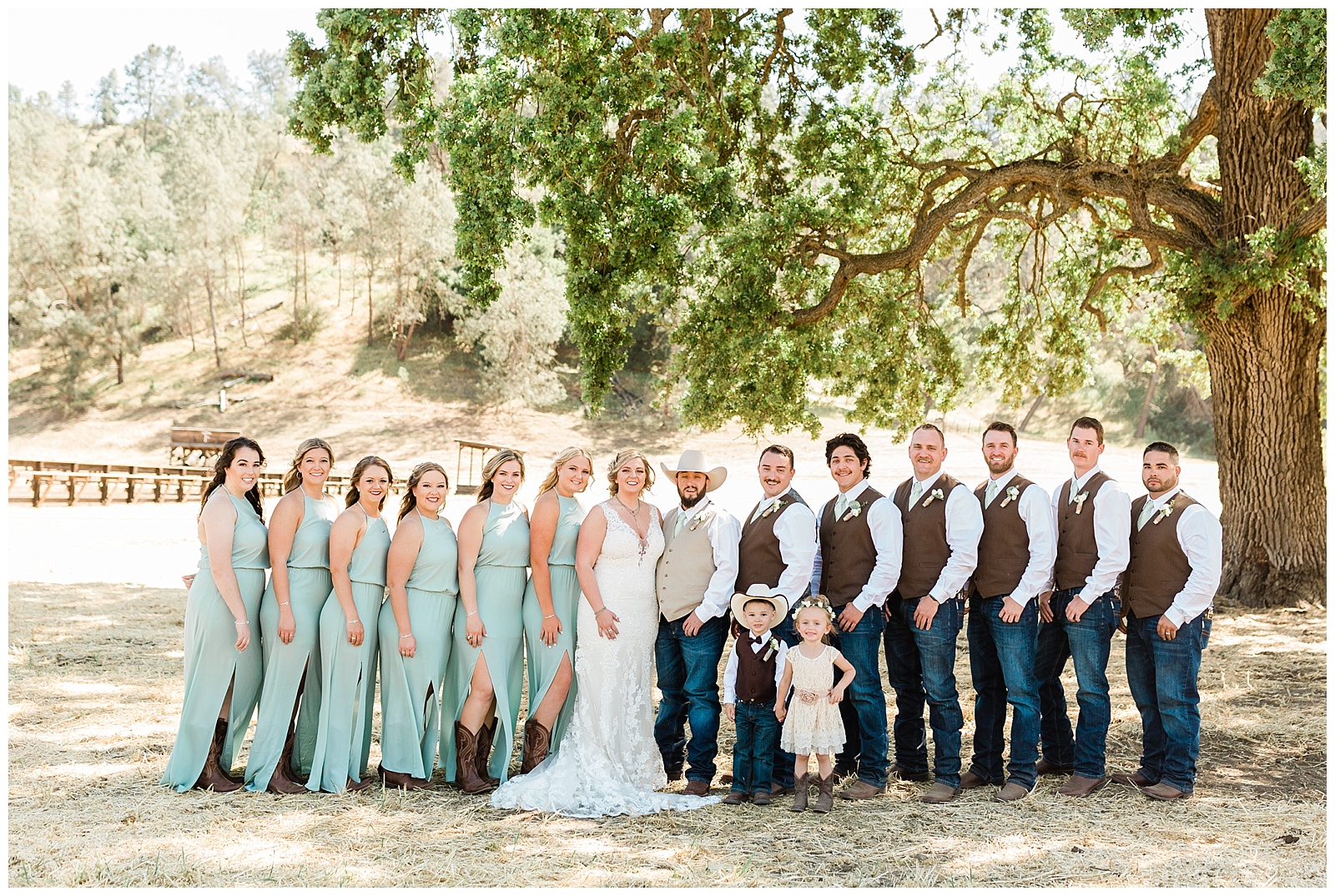sage and brown bridal party western country wedding