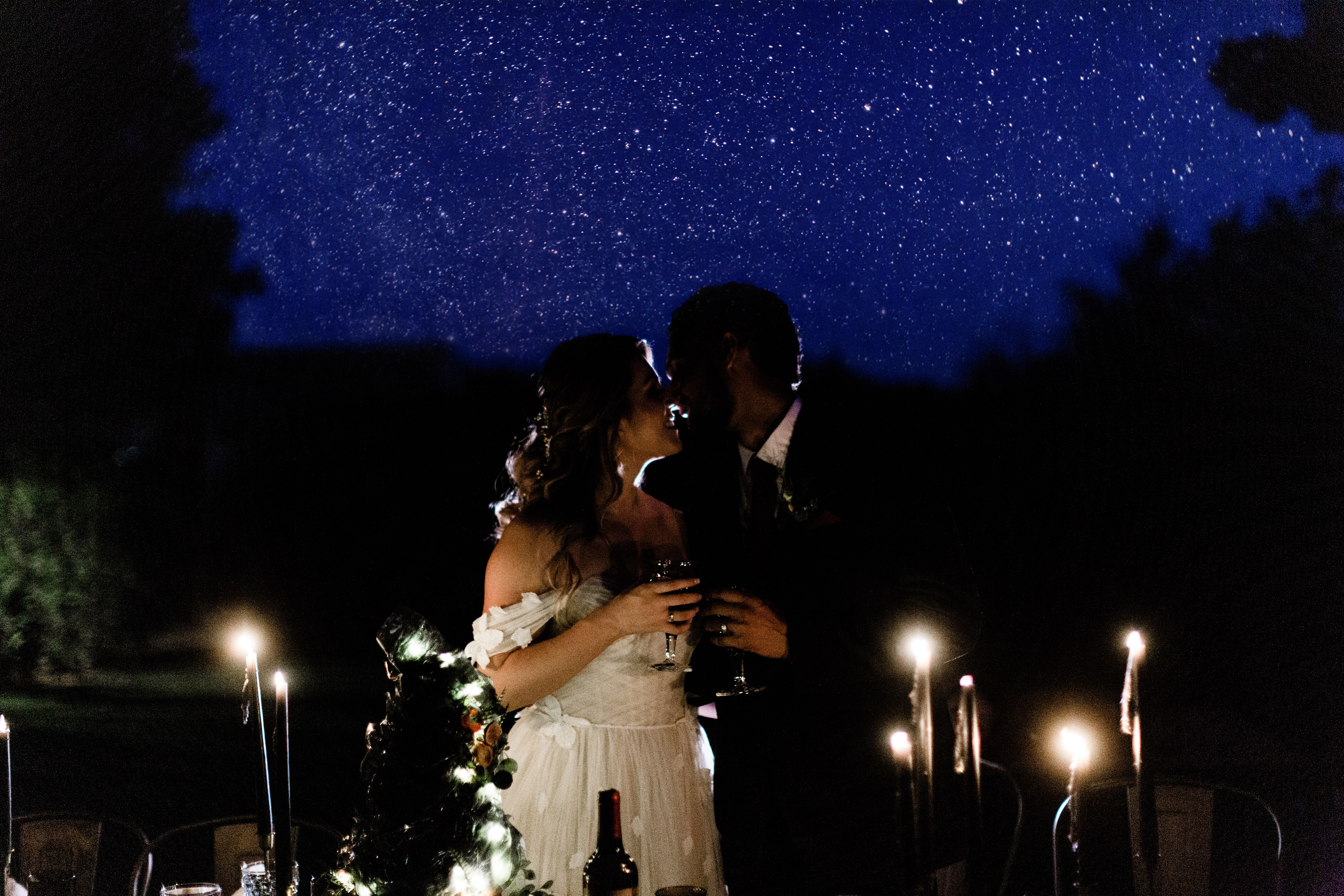 astrophotography of a wedding couple in fresno california