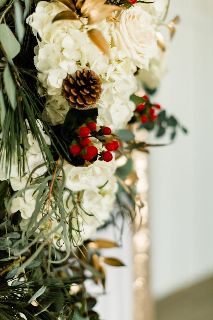 Christmas wedding floral arrangements