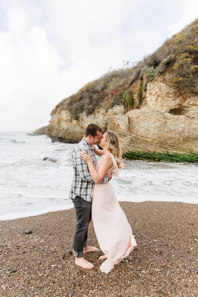 blush and grey engagement photo outfit ideas