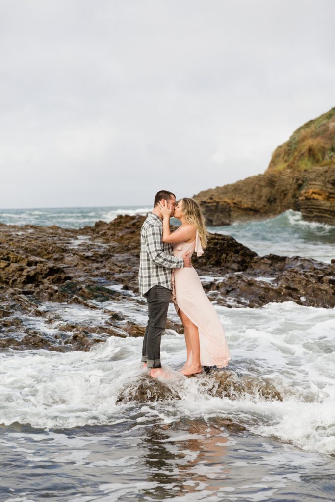 romantic beach engagement photos