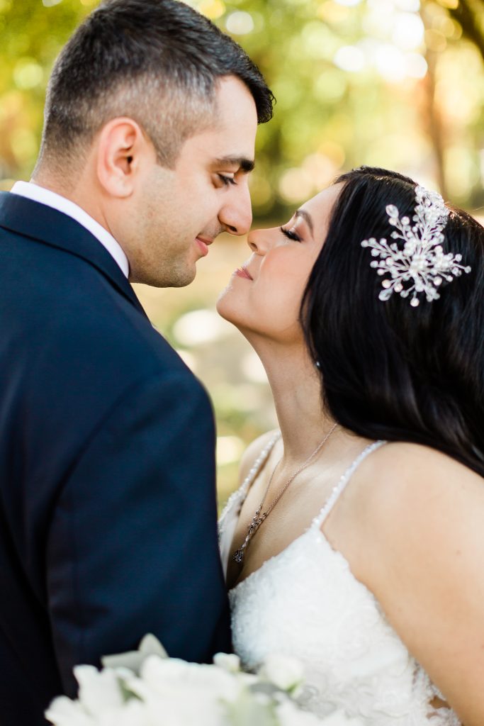 sweet nose to nose pose of bride and groom