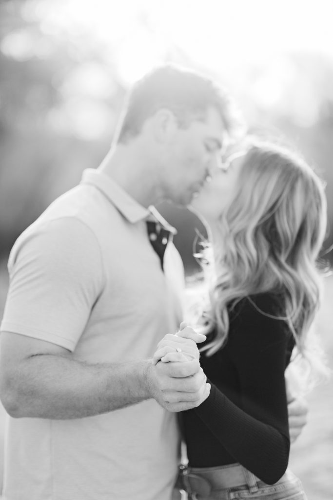 black and white soft focus engagement photo