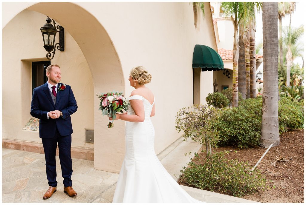 first look for bride and groom at Copper River Country Club
