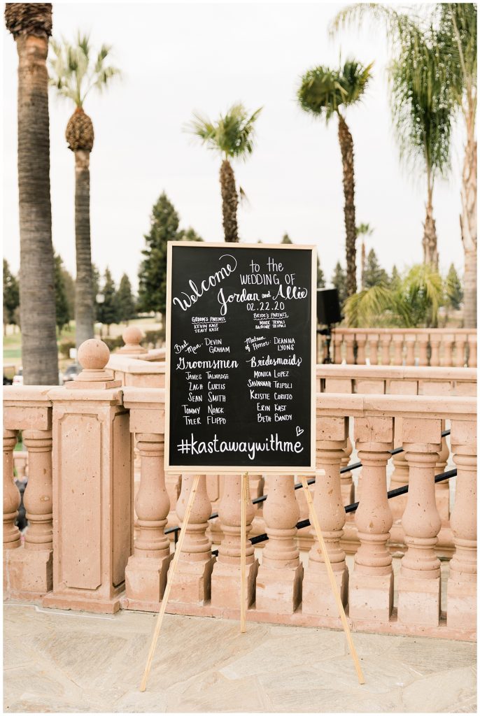 welcome sign listing bridal party