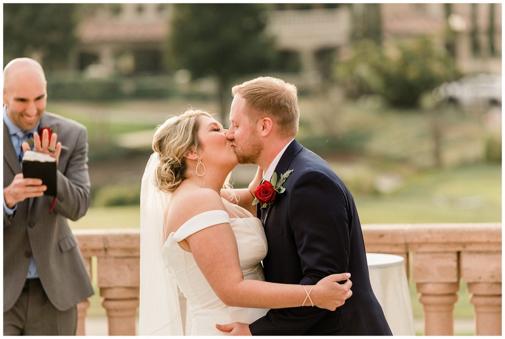 Bride and Groom's first kiss married