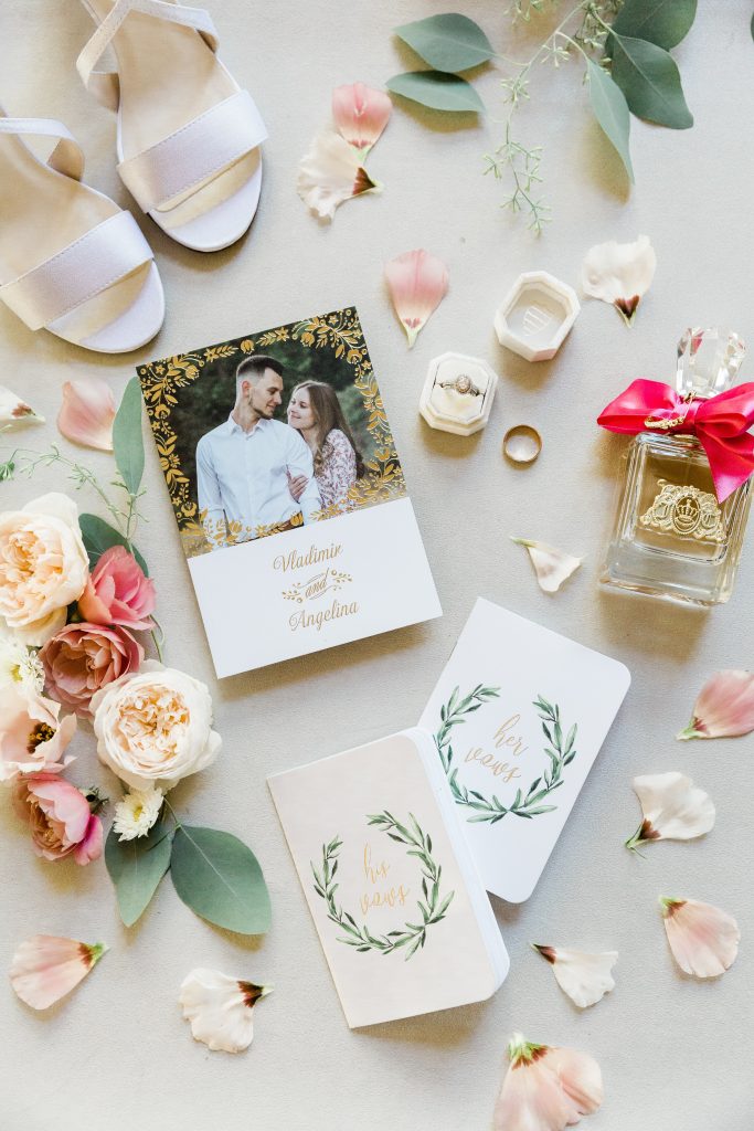 colorful wedding invitations and wedding vow books