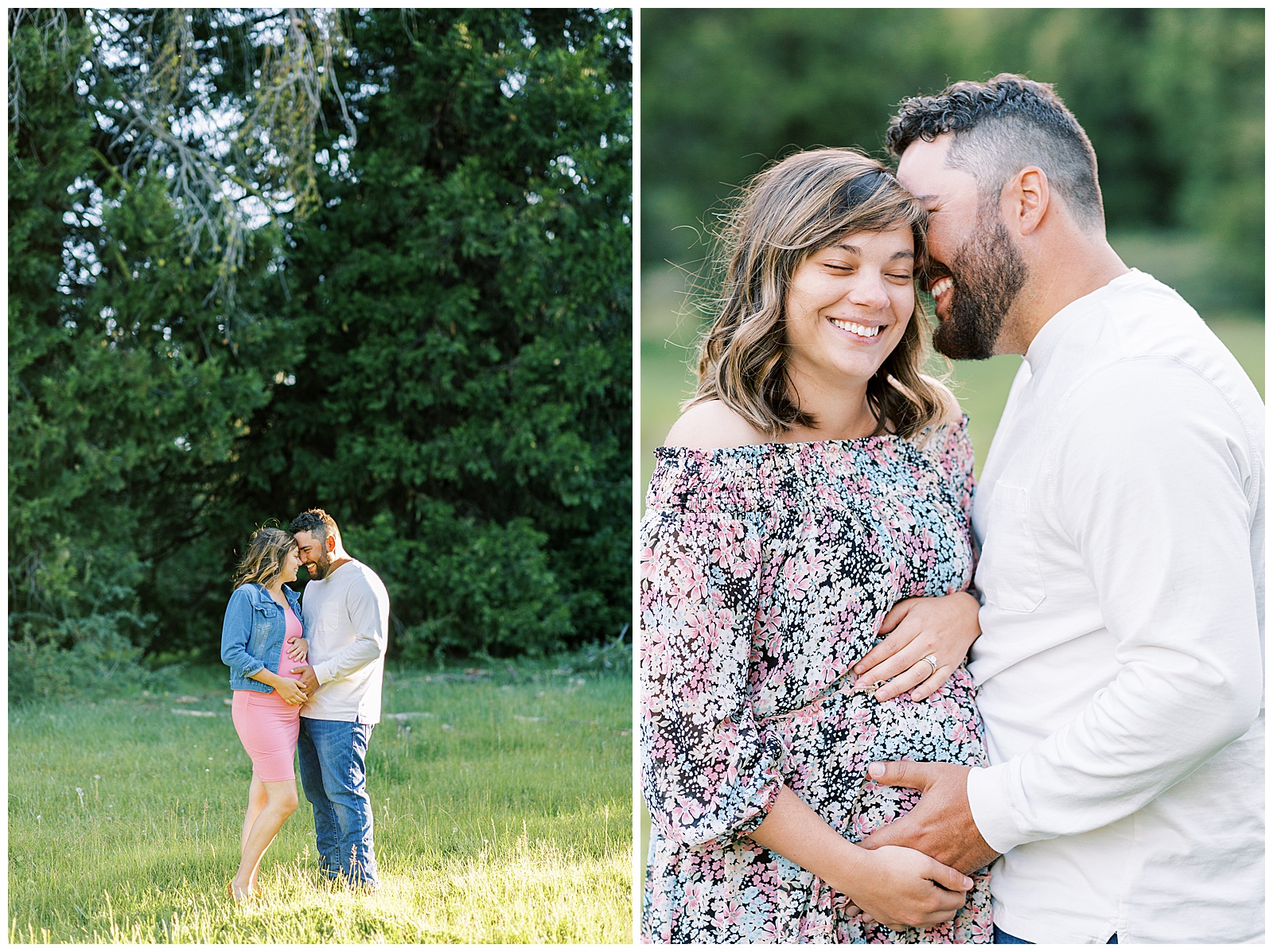 maternity photos in grassy meadow