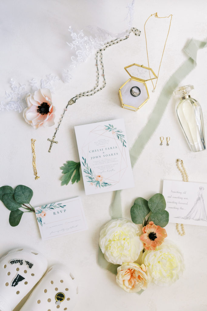 blush and green wedding invitations styled by megan helm photography