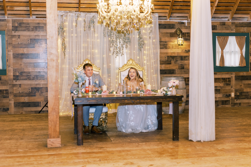 bride and groom head table