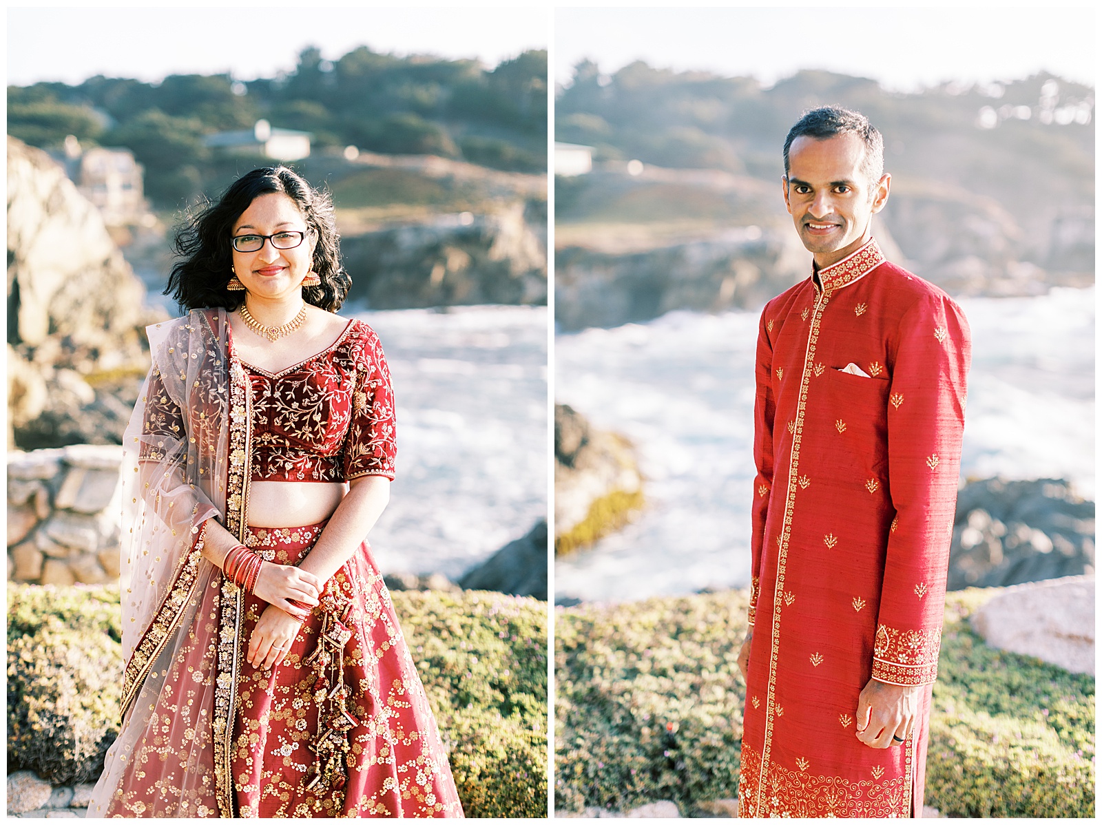 indian bride and groom in traditional red indian attire