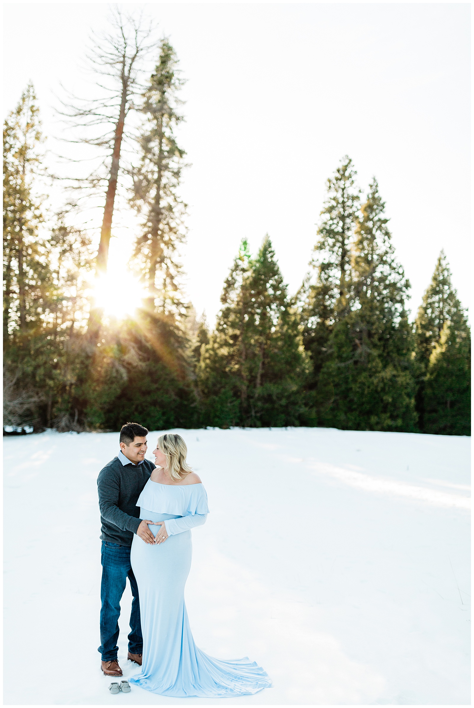 sunset maternity portraits in the snow