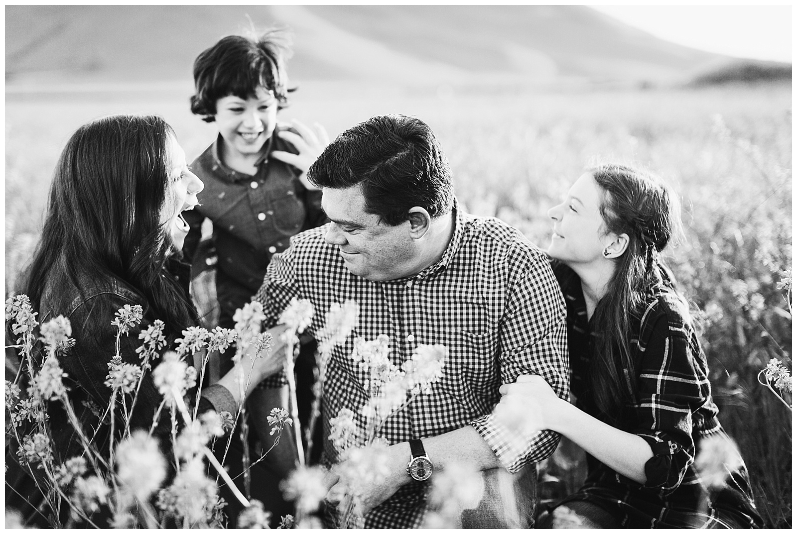 candid moment during a spring family photo session in fresno