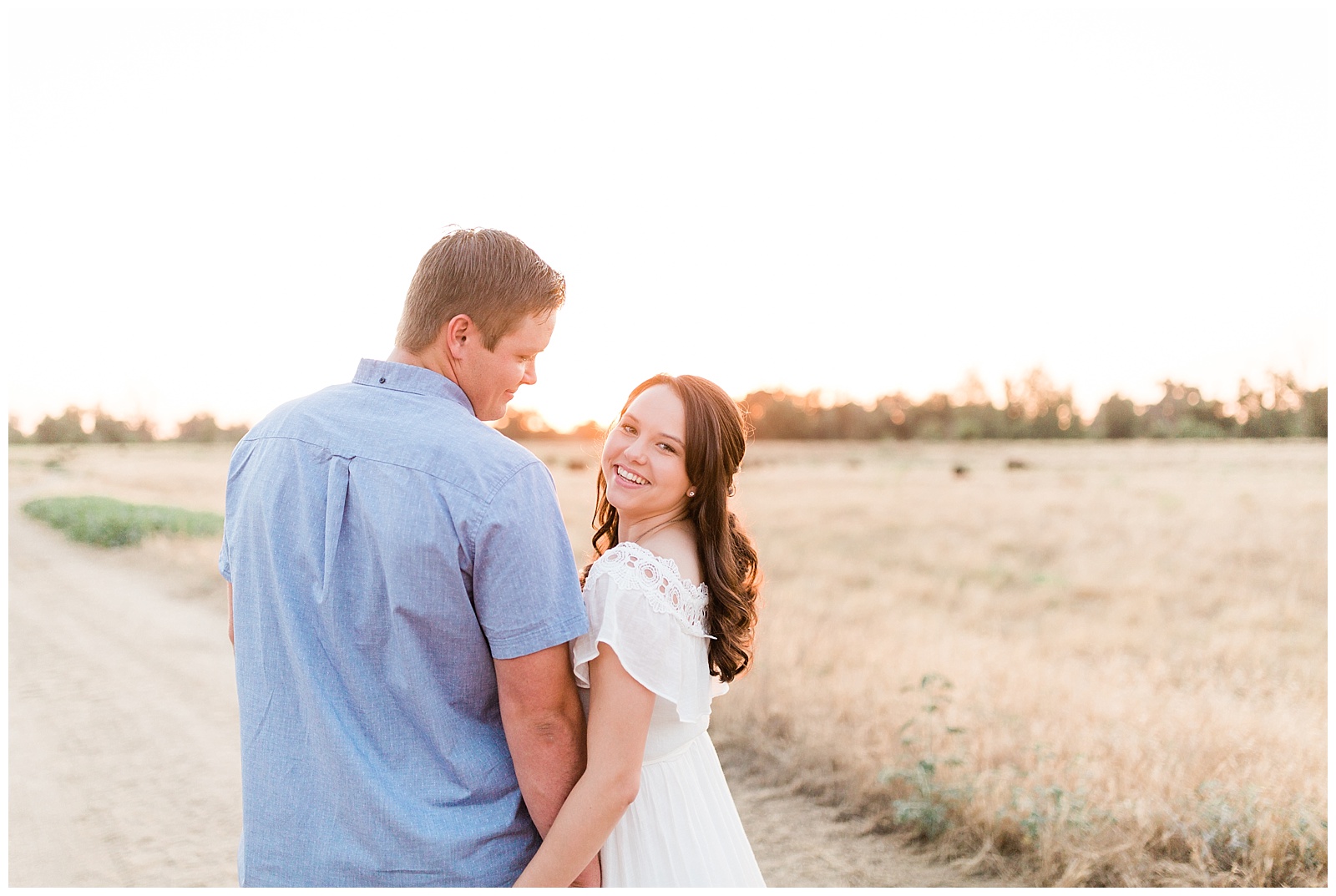 rustic country engagement photos at sunset with megan helm a fresno wedding photographer