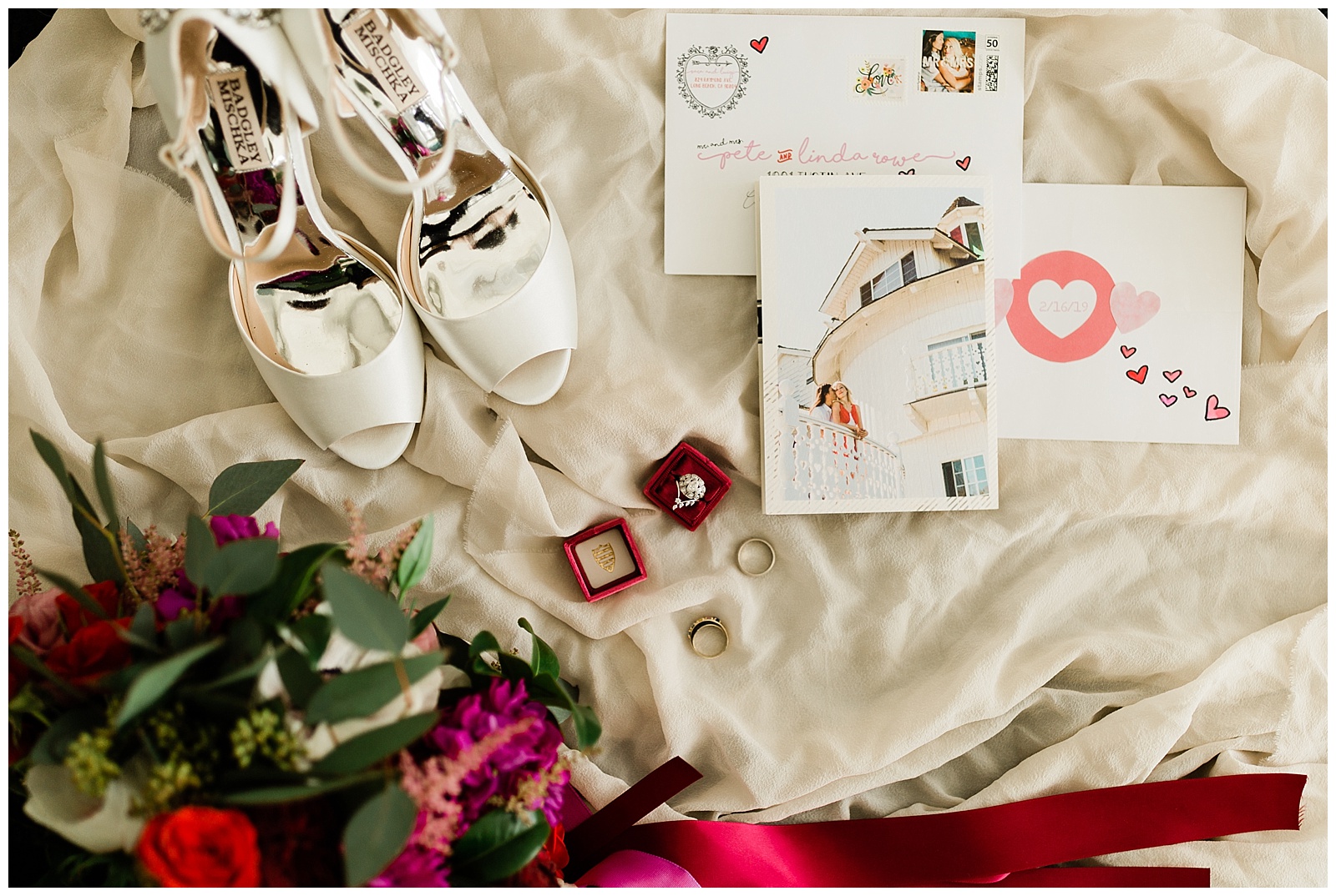 valentine wedding invitations and flowers