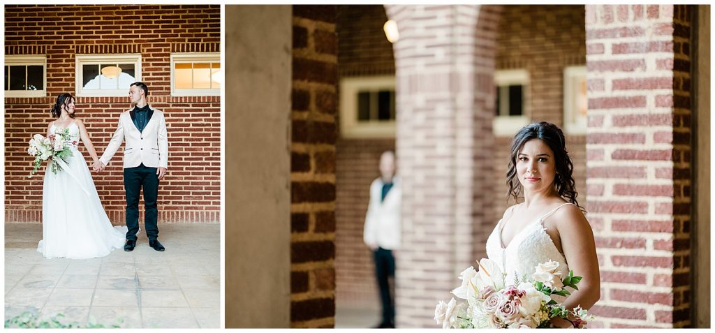 wedding editorial with brick architecture