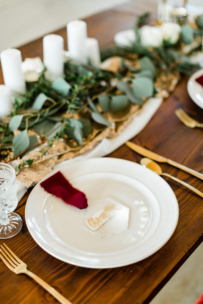 Christmas wedding seating place card ornaments by Scribble & Script
