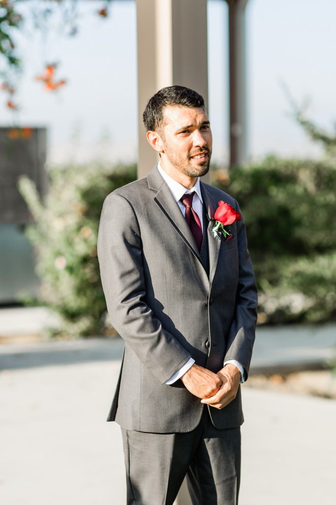 grooms emotional moment of seeing his bride for the first time