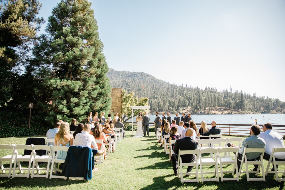 Intimate summer wedding ceremony at Bass Lake