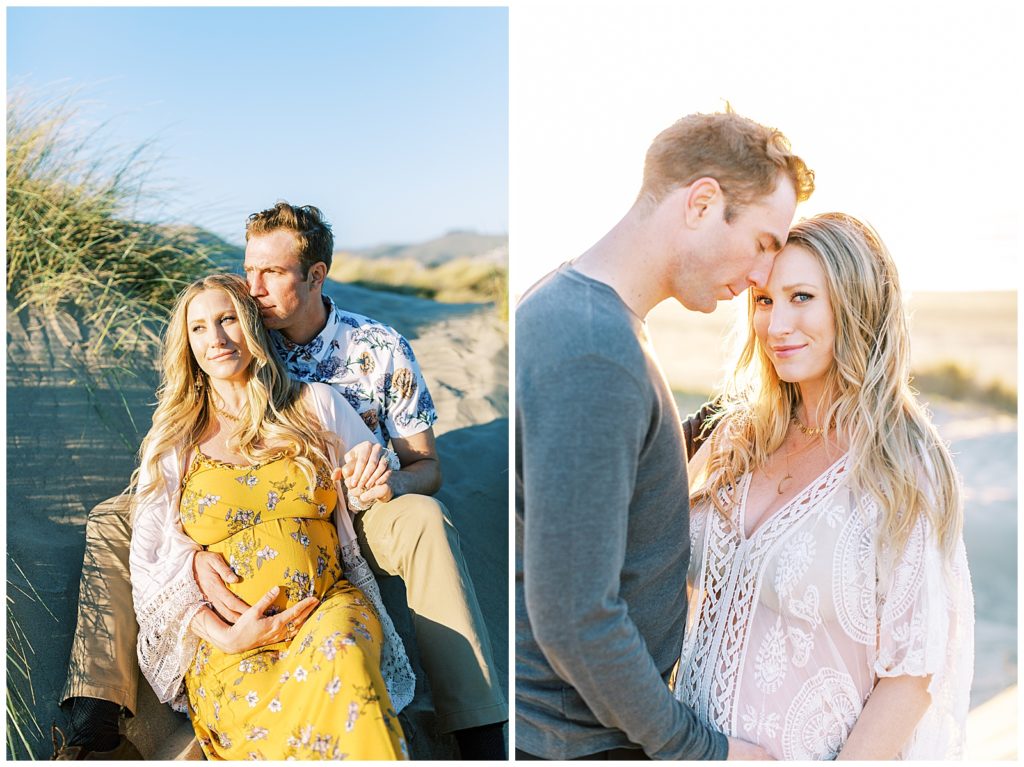 Couple  in love during maternity photos at Morro Bay