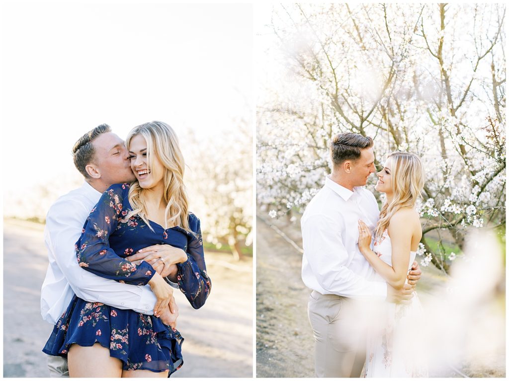 Couple in love during spring engagement photos