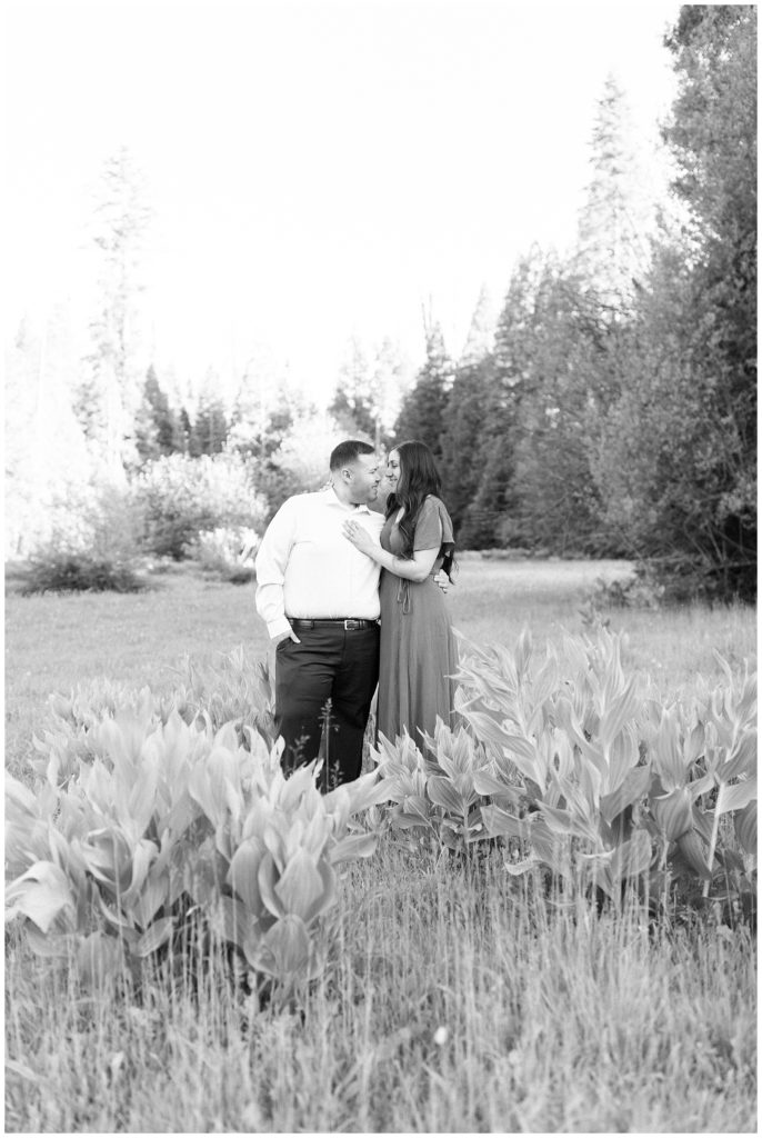 black and white summer engagement photos