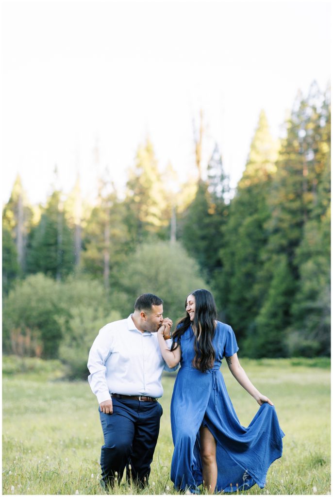 fun and candid engagement photos in shaver lake