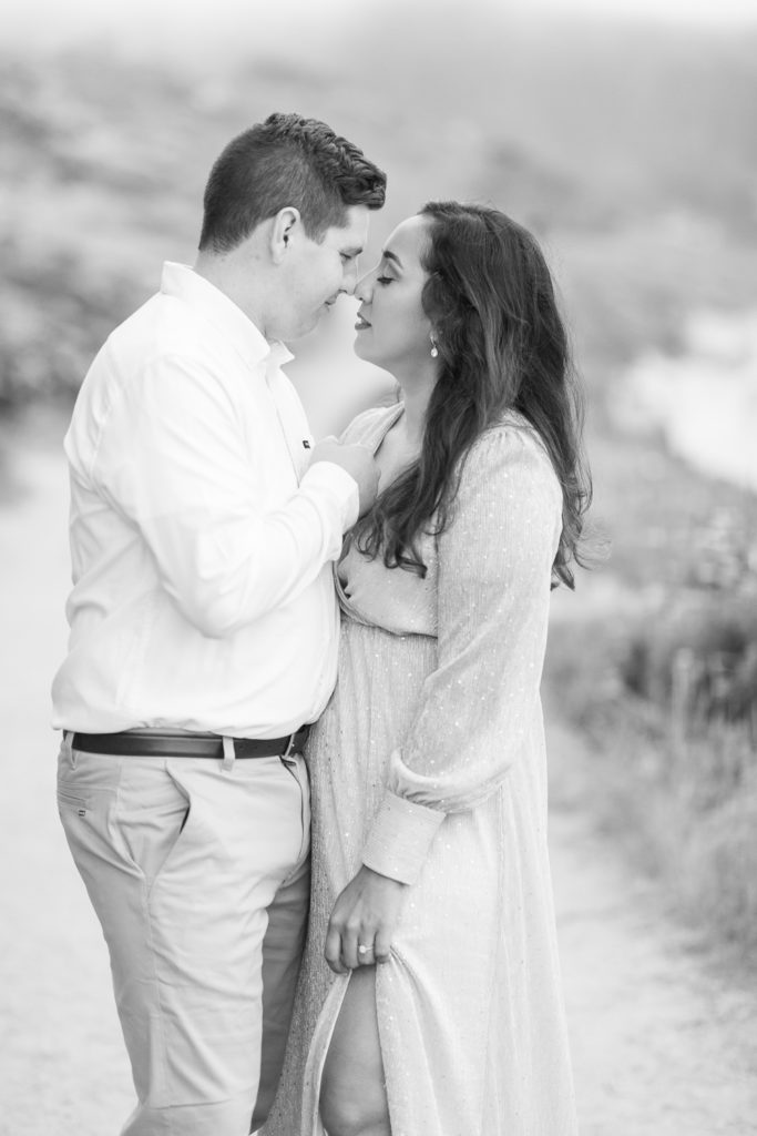 black and white intimate engagement photos in carmel by the sea photographed by Megan Helm