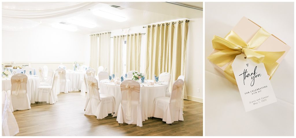 white indoor wedding decor