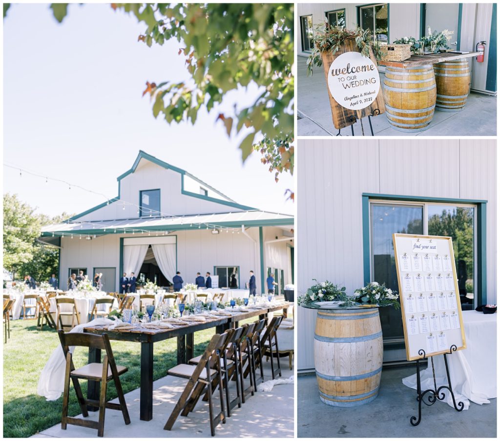 blue and white outdoor wedding decor inspiration kings river winery wedding 