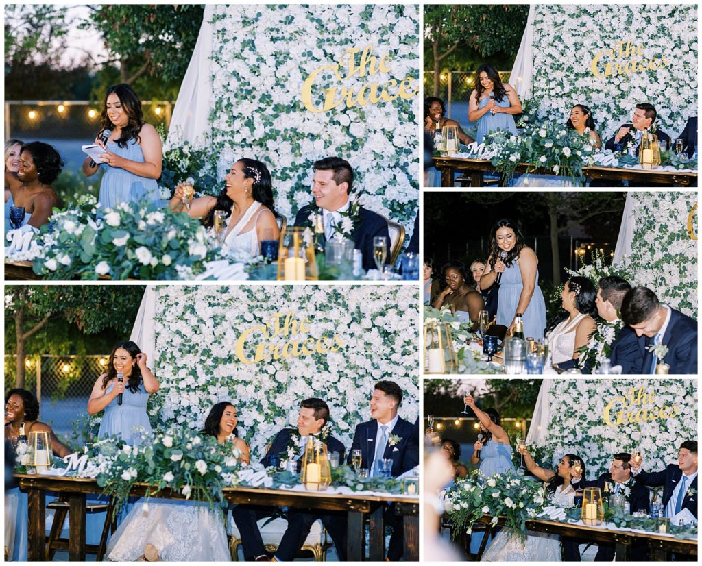 wedding reception toasts by maid of honor